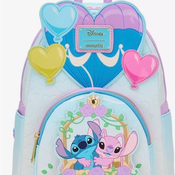Loungefly Disney Stitch and Angel Hot Air Balloon Backpack & Wallet NWT - Picture 2 of 9